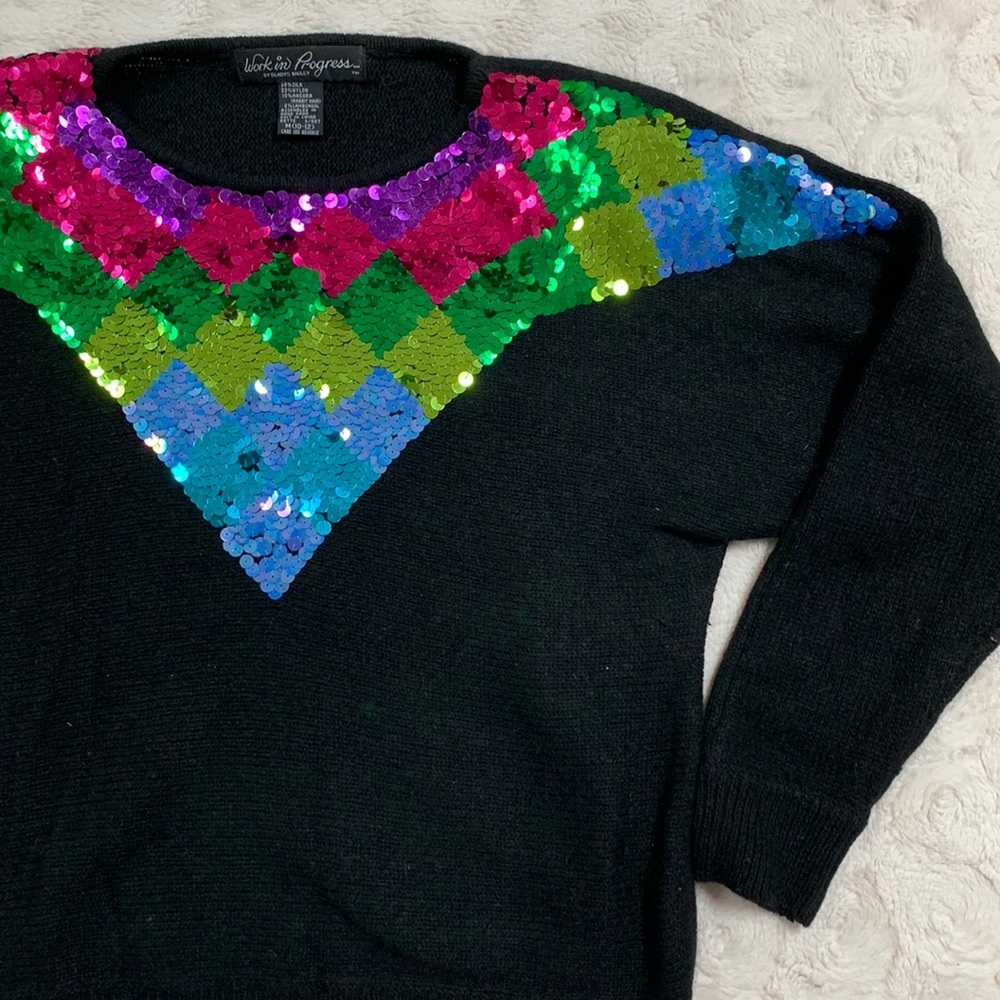 Vintage Sequined Butterfly Style Sweater